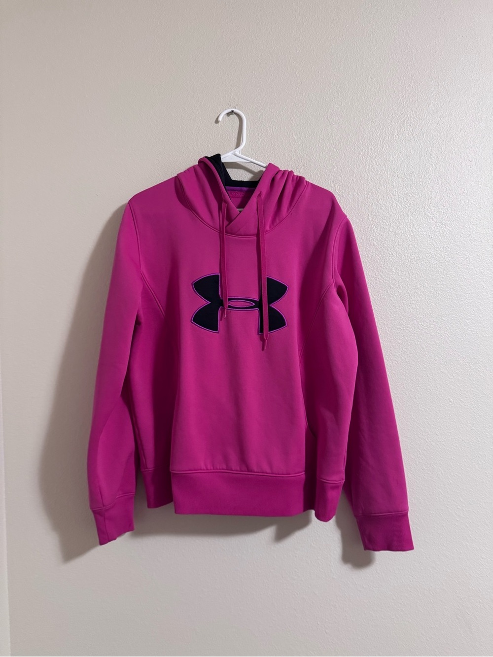 Under Armour Hot Pink Pullover Hoodie with Black Logo